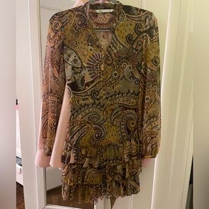 Belted Zara brown paisley dress